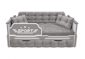 Кровать 190 серии Спорт 1 ящик 45 Серый (подушки) в Новом Тартасе - novyj-tartas.mebel54.com | фото