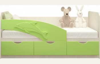 Кровать детская 1,6м Дельфин (Салатовый металлик) в Новом Тартасе - novyj-tartas.mebel54.com | фото