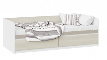 Кровать «Сканди» с 2 ящиками Дуб Гарден/Белый/Глиняный серый в Новом Тартасе - novyj-tartas.mebel54.com | фото