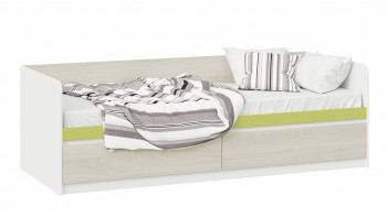 Кровать «Сканди» с 2 ящиками Дуб Гарден/Белый/Зеленый в Новом Тартасе - novyj-tartas.mebel54.com | фото