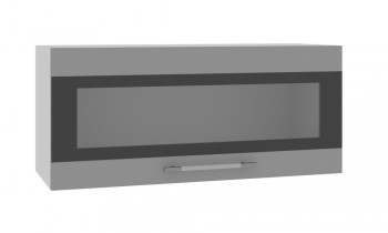 Норд ШВГС 800 Шкаф верхний горизонтальный со стеклом (Софт черный/корпус Белый) в Новом Тартасе - novyj-tartas.mebel54.com | фото