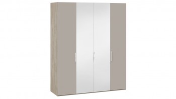 Шкаф комбинированный с 2 глухими и 2 зеркальными дверями «Эмбер» Баттл Рок/Серый глянец в Новом Тартасе - novyj-tartas.mebel54.com | фото