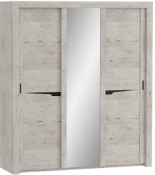 Шкаф трехдверный Соренто с раздвижными дверями Дуб бонифаций/Кофе структурный матовый в Новом Тартасе - novyj-tartas.mebel54.com | фото