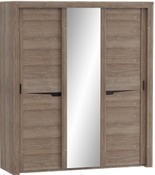Шкаф трехдверный Соренто с раздвижными дверями Дуб стирлинг/Кофе структурный матовый в Новом Тартасе - novyj-tartas.mebel54.com | фото